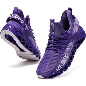Women's Lace Up Walking Running Non Slip Athletic Sneakers Purple Shoes